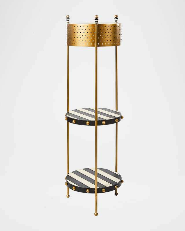 Flatiron Leather Stripe 53" Shelf Floor Lamp
